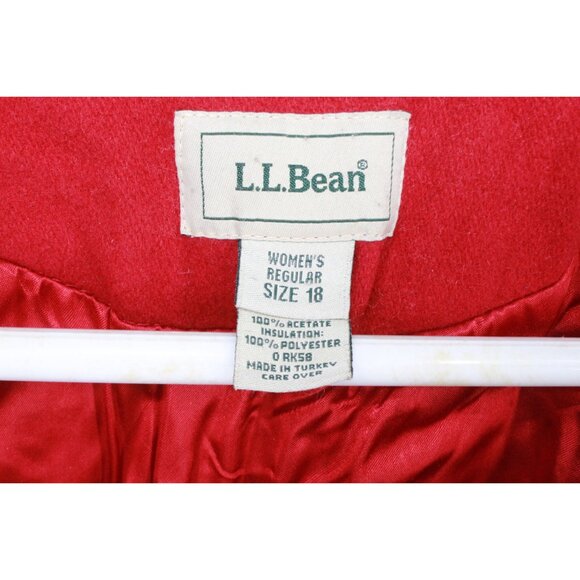 LL Bean Red Wool Blend Lined Trench Coat Blazer Jacket Size 18 - Picture 7 of 11
